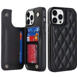 iPhone 16 Pro Max Wallet Case/Quilted Leather Look,Card Holder,Magnetic Closure